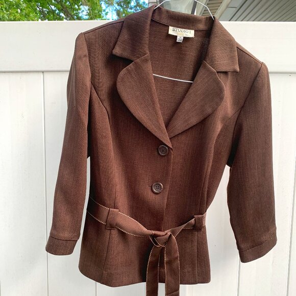 Studio I Brown Jacket/Skirt Outfit Size 14 - Picture 2 of 5